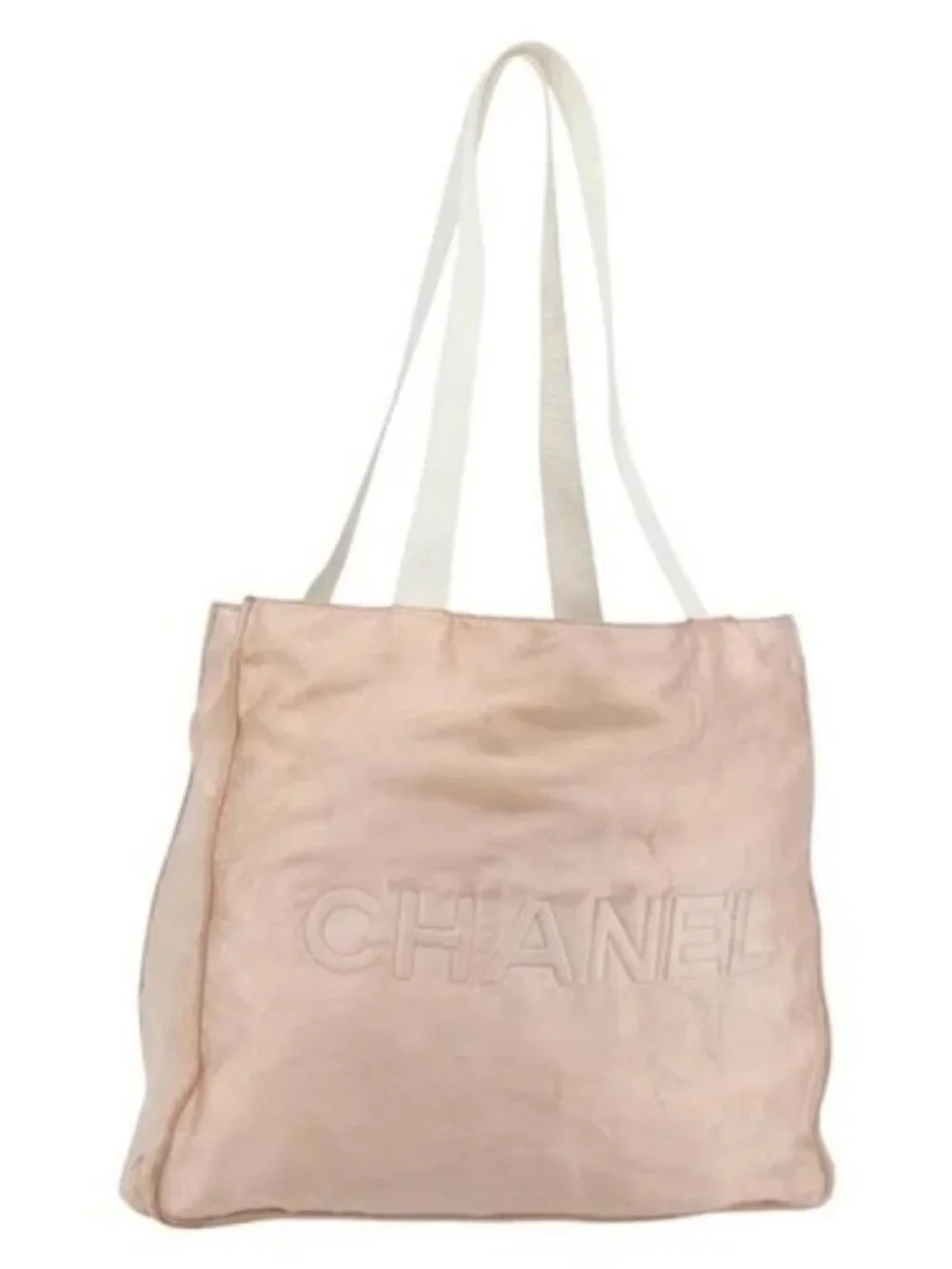 CHANEL Tote Bag Satin Gold Pink CC Auth bs35157